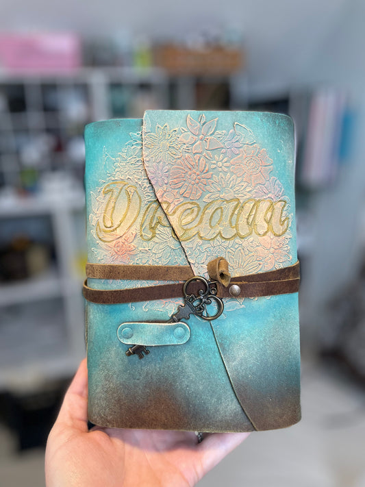 Hand-Painted Embossed Dreams Hopes Goals Journal