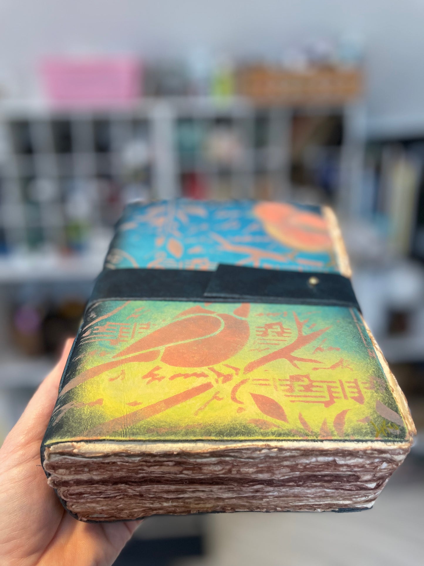 Hand-Painted Golden Accented Bird Journal