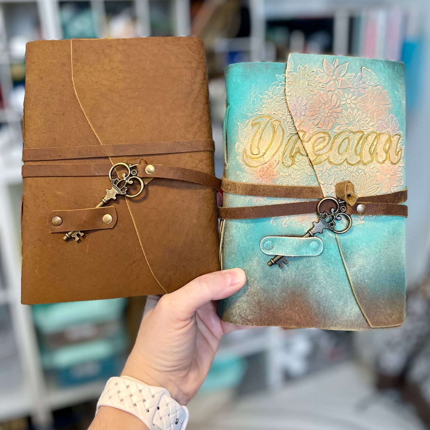 Hand-Painted Embossed Dreams Hopes Goals Journal