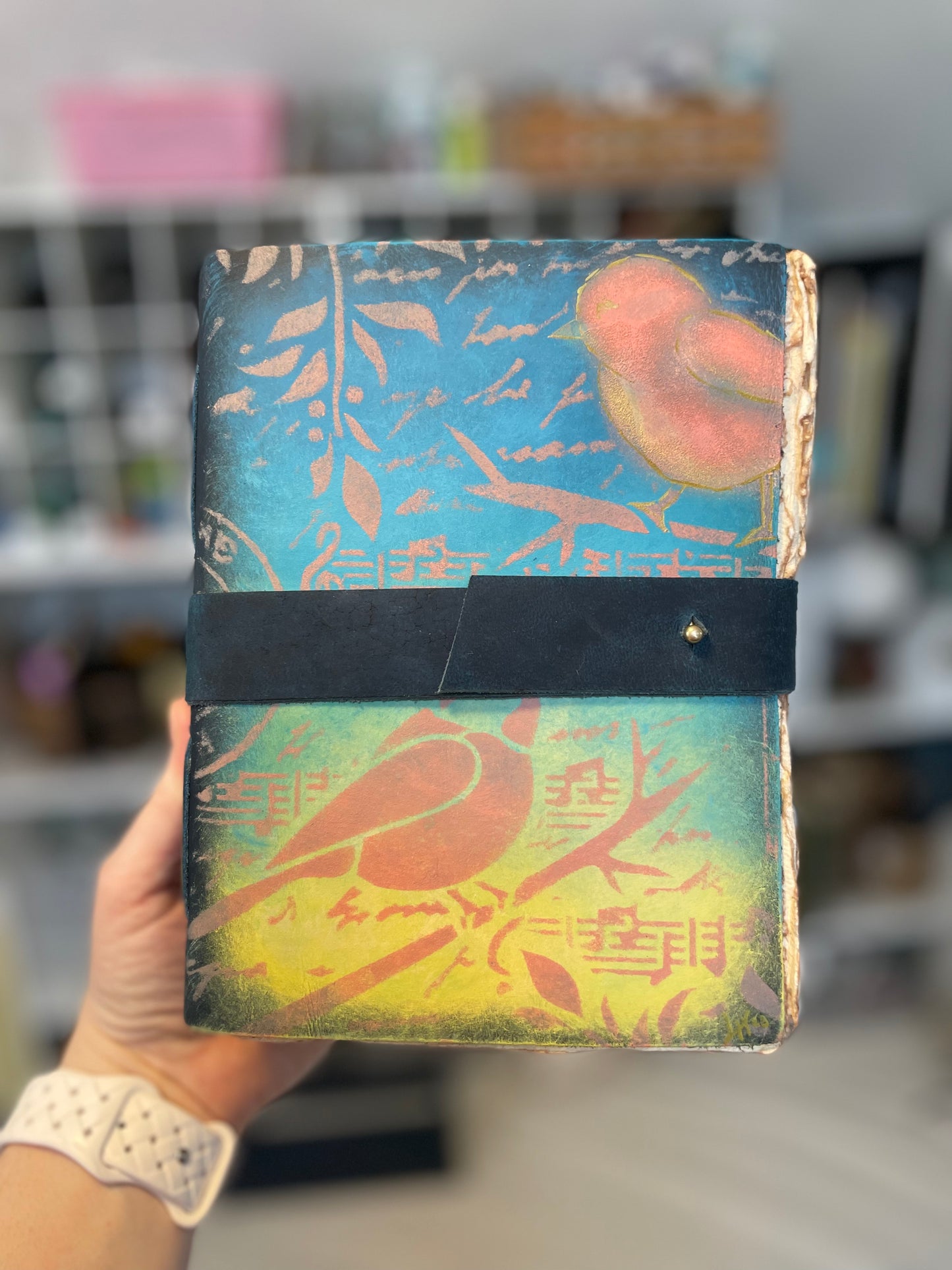 Hand-Painted Golden Accented Bird Journal