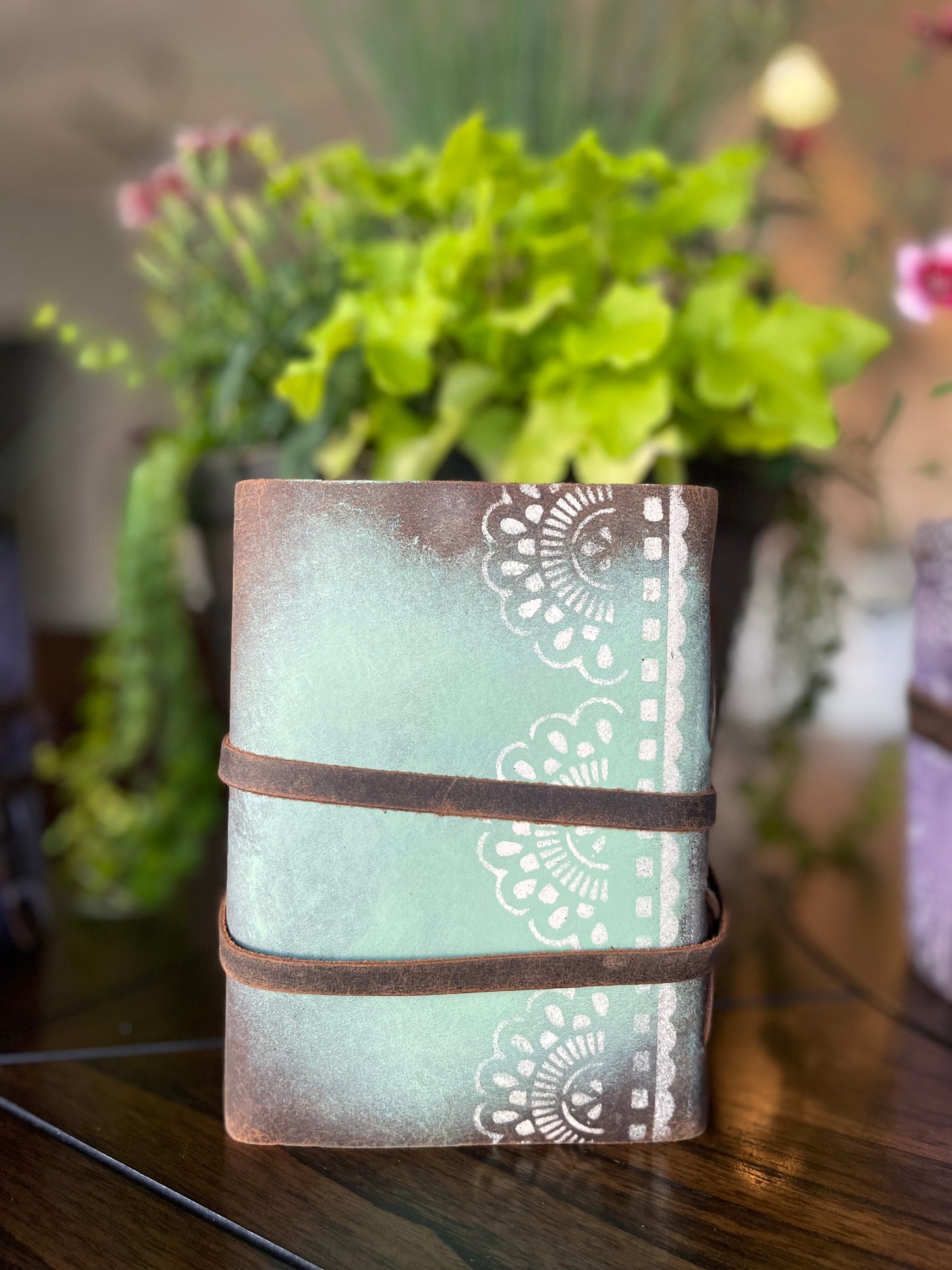 Hand-Painted Moroccan Flower Scroll Journal